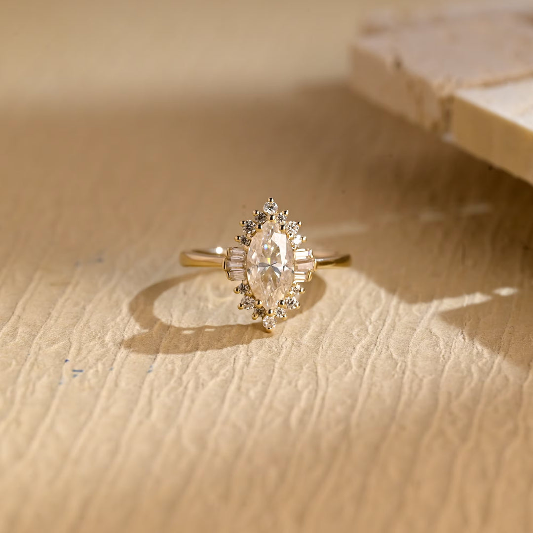 1.0ct-2.0ct Marquise Cut Lab Grown Diamond Cluster Engagement Ring
