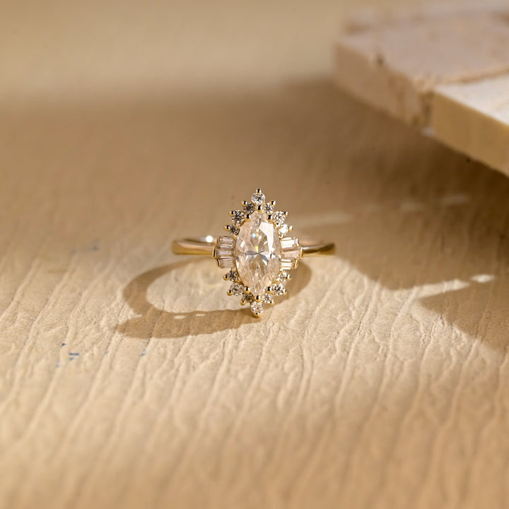 1.0ct-2.0ct Marquise Cut Lab Grown Diamond Cluster Engagement Ring