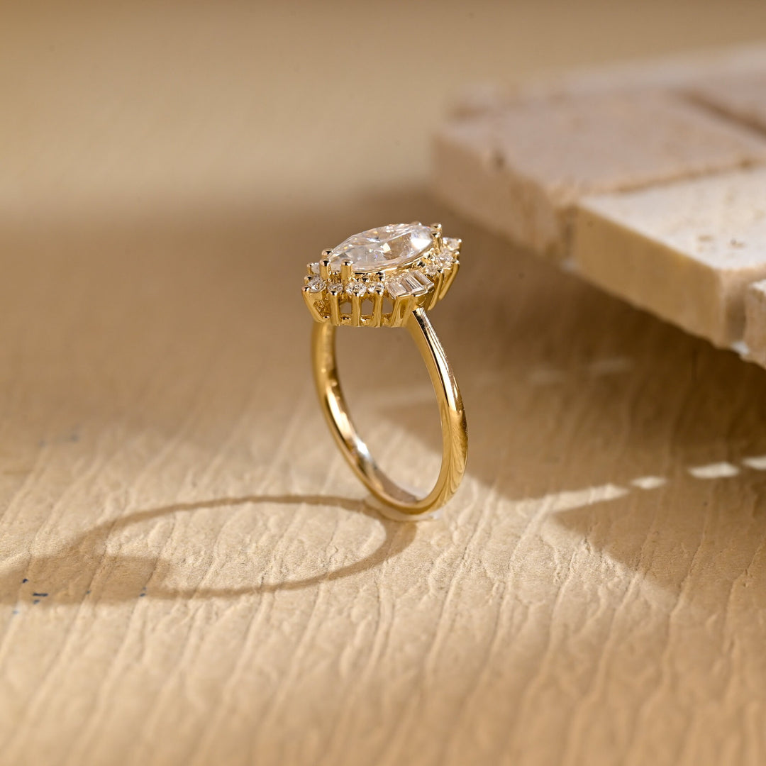 1.0ct-2.0ct Marquise Cut Lab Grown Diamond Cluster Engagement Ring