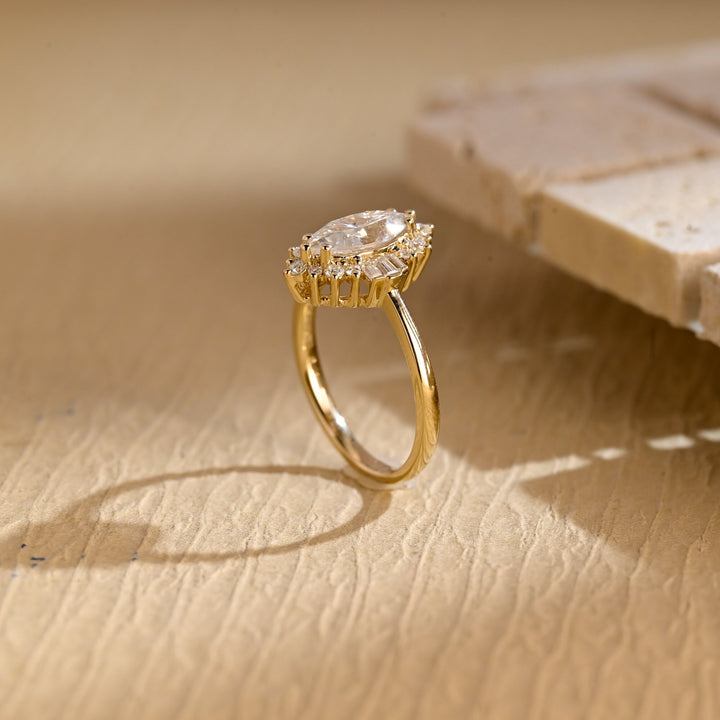 1.0ct-2.0ct Marquise Cut Lab Grown Diamond Cluster Engagement Ring