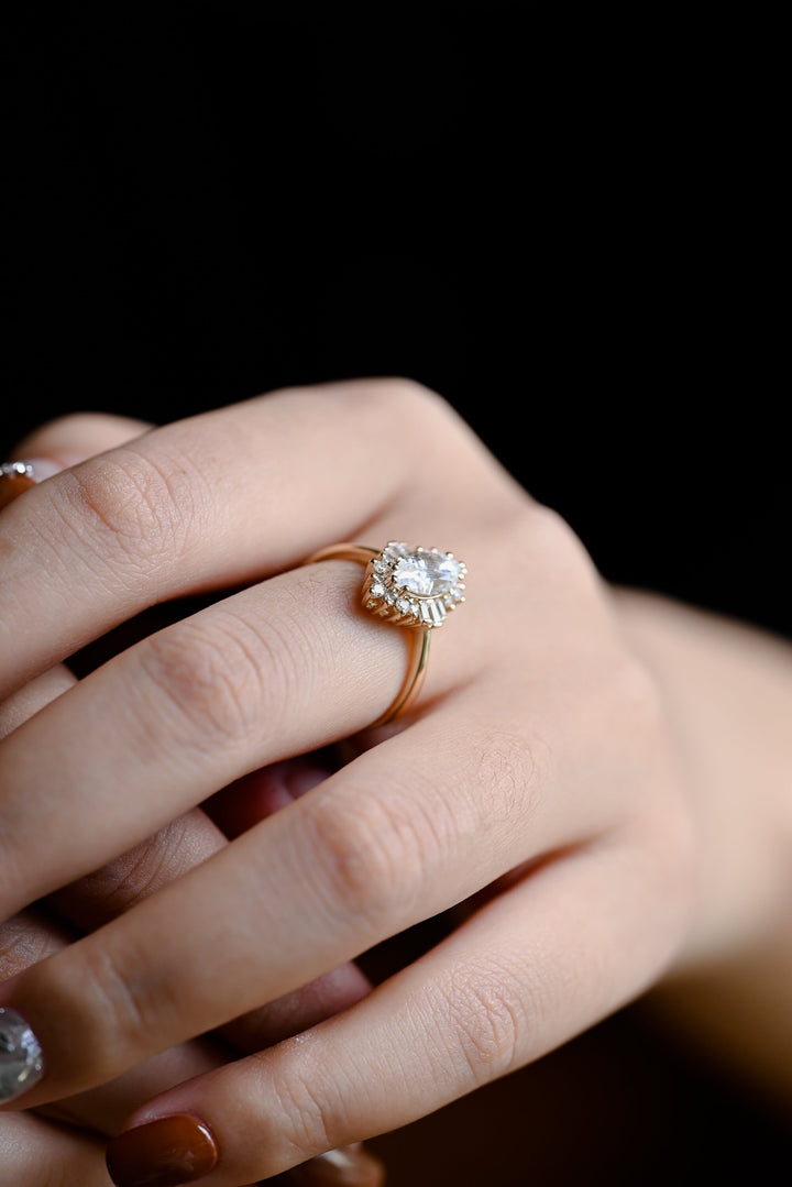 1.0ct-2.0ct Marquise Cut Lab Grown Diamond Cluster Engagement Ring