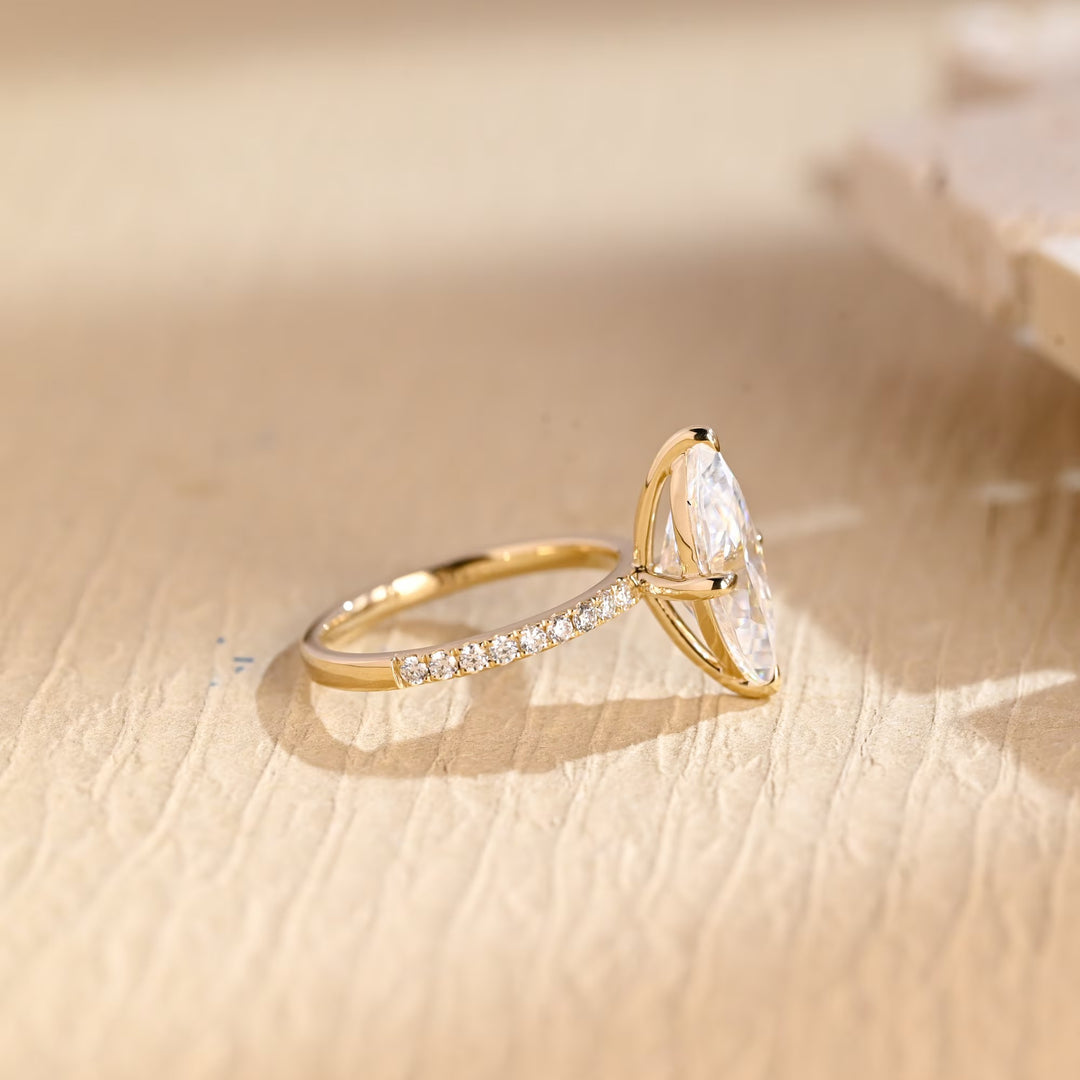 2.0ct-3.0ct Marquise Cut Lab Grown Diamond Pave Engagement Ring