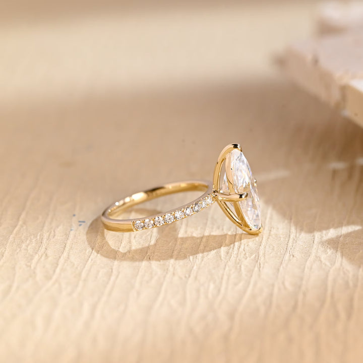 2.0ct-3.0ct Marquise Cut Lab Grown Diamond Pave Engagement Ring