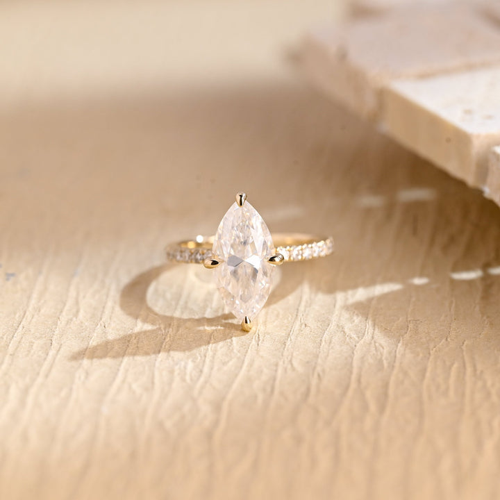 2.0ct-3.0ct Marquise Cut Lab Grown Diamond Pave Engagement Ring