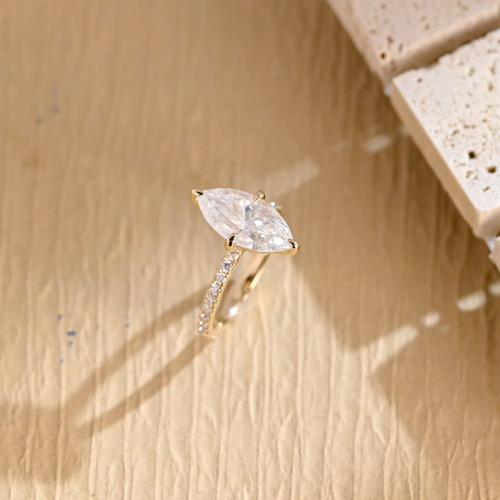 2.0ct-3.0ct Marquise Cut Lab Grown Diamond Pave Engagement Ring