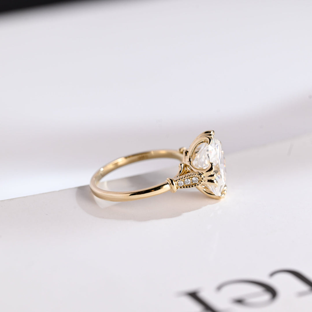 2.0ct-3.0ct Cushion Cut Lab Grown Diamond Vintage Engagement Ring