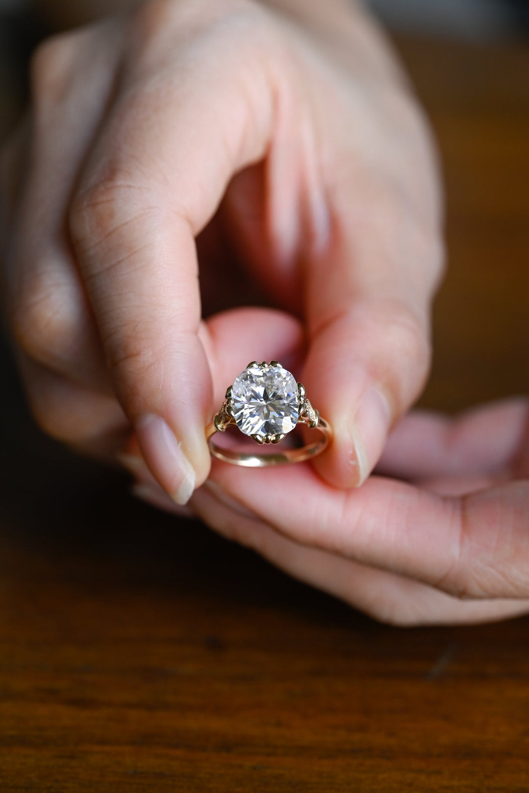 2.0ct-3.0ct Cushion Cut Lab Grown Diamond Vintage Engagement Ring