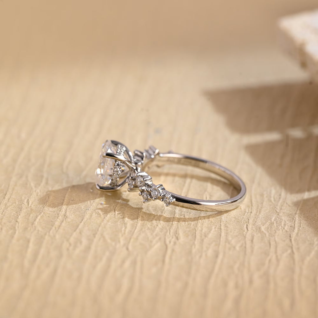 1.50ct-2.50ct Oval Cut Lab Grown Diamond Cluster Engagement Ring