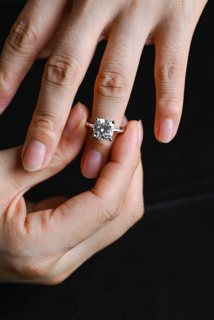 2.0ct-3.0ct Cushion Cut Lab Grown Diamond Solitaire Engagement Ring