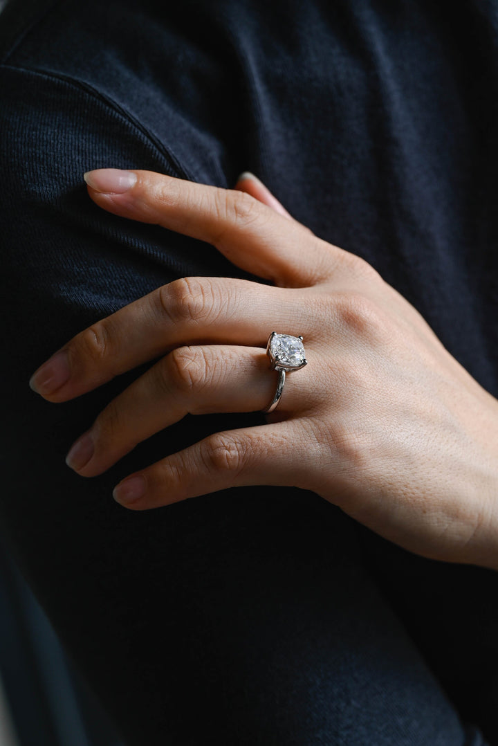 2.0ct-3.0ct Cushion Cut Lab Grown Diamond Solitaire Engagement Ring