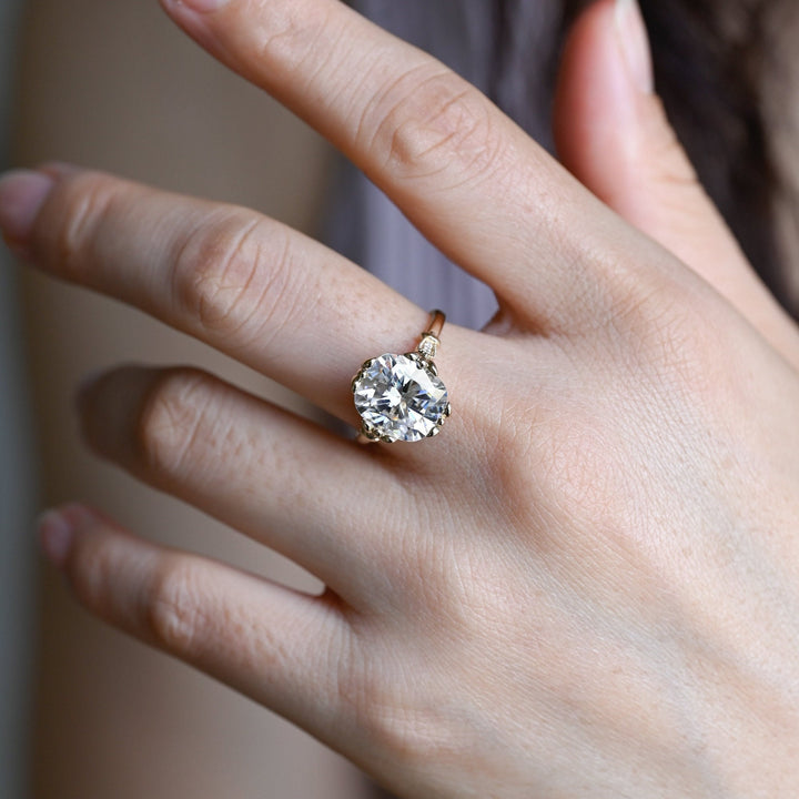 2.50ct-3.50ct Oval Cut Lab Grown Diamond Vintage Pave Engagement Ring