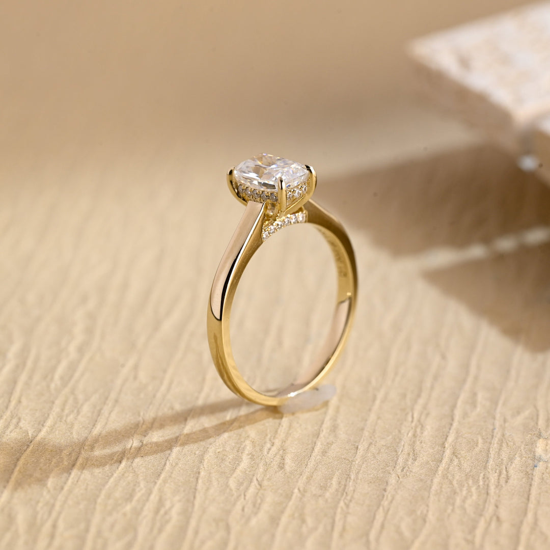 1.0ct-3.0ct Elongated Cushion Cut Hidden Halo Lab Grown Diamond Engagement Ring