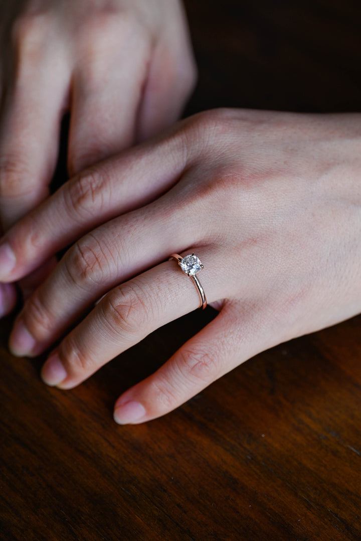 1.0ct-2.0ct Cushion Cut Lab Grown Diamond Solitaire Engagement Ring