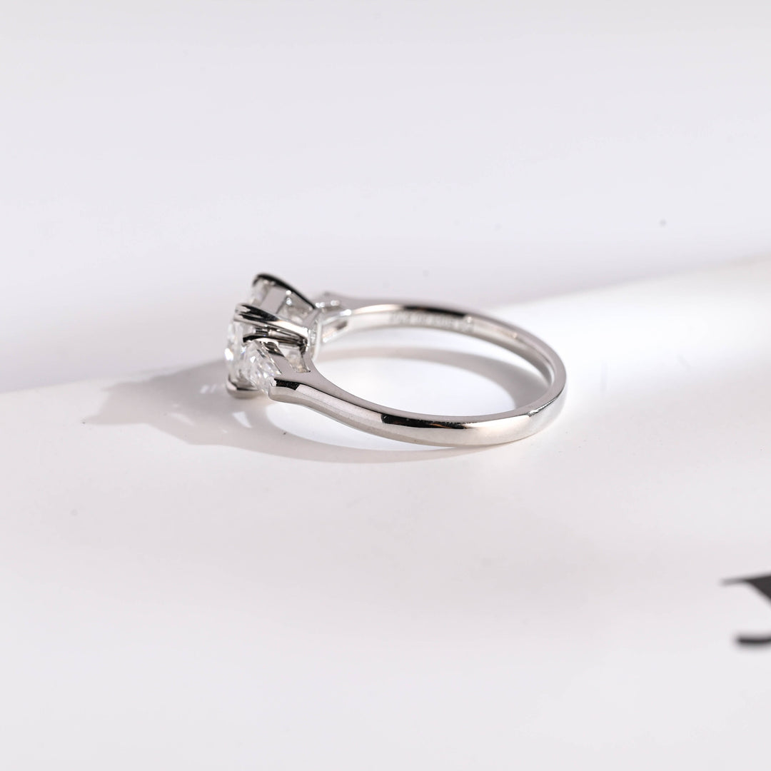 1.0ct-2.0ct Asscher Cut Lab Grown Diamond Three Stone Engagement Ring