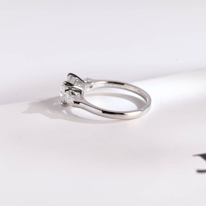 1.0ct-2.0ct Asscher Cut Lab Grown Diamond Three Stone Engagement Ring