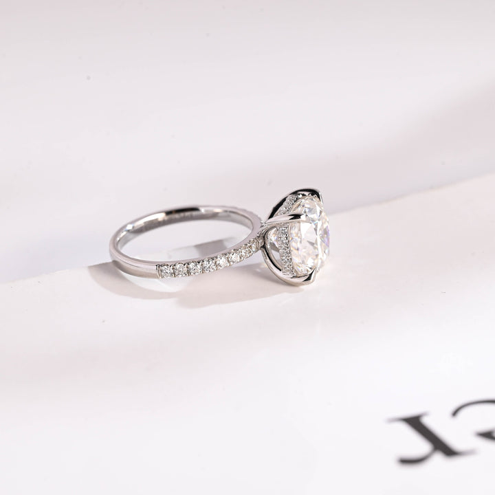 1.50ct-2.50ct Cushion Cut Lab Grown Diamond Hidden Halo Engagement Ring