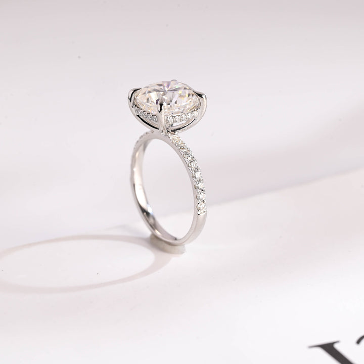 1.50ct-2.50ct Cushion Cut Lab Grown Diamond Hidden Halo Engagement Ring