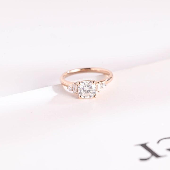 1.0ct-2.0ct Cushion Cut Lab Grown Diamond Five Stone Engagement Ring