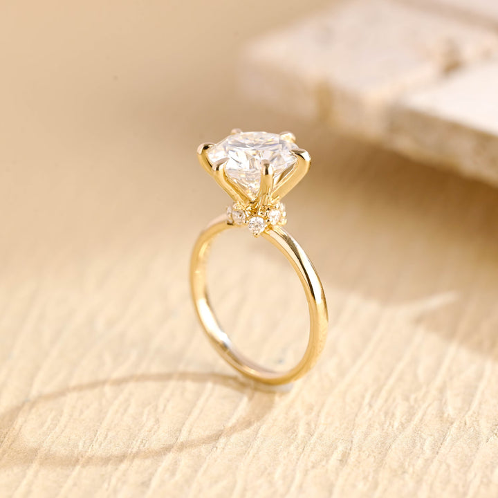 2.0ct-3.0ct Round Cut Lab Grown Diamond Hidden Halo Engagement Ring