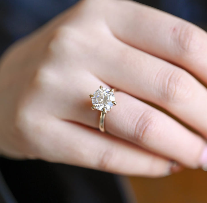 2.0ct-3.0ct Round Cut Lab Grown Diamond Hidden Halo Engagement Ring