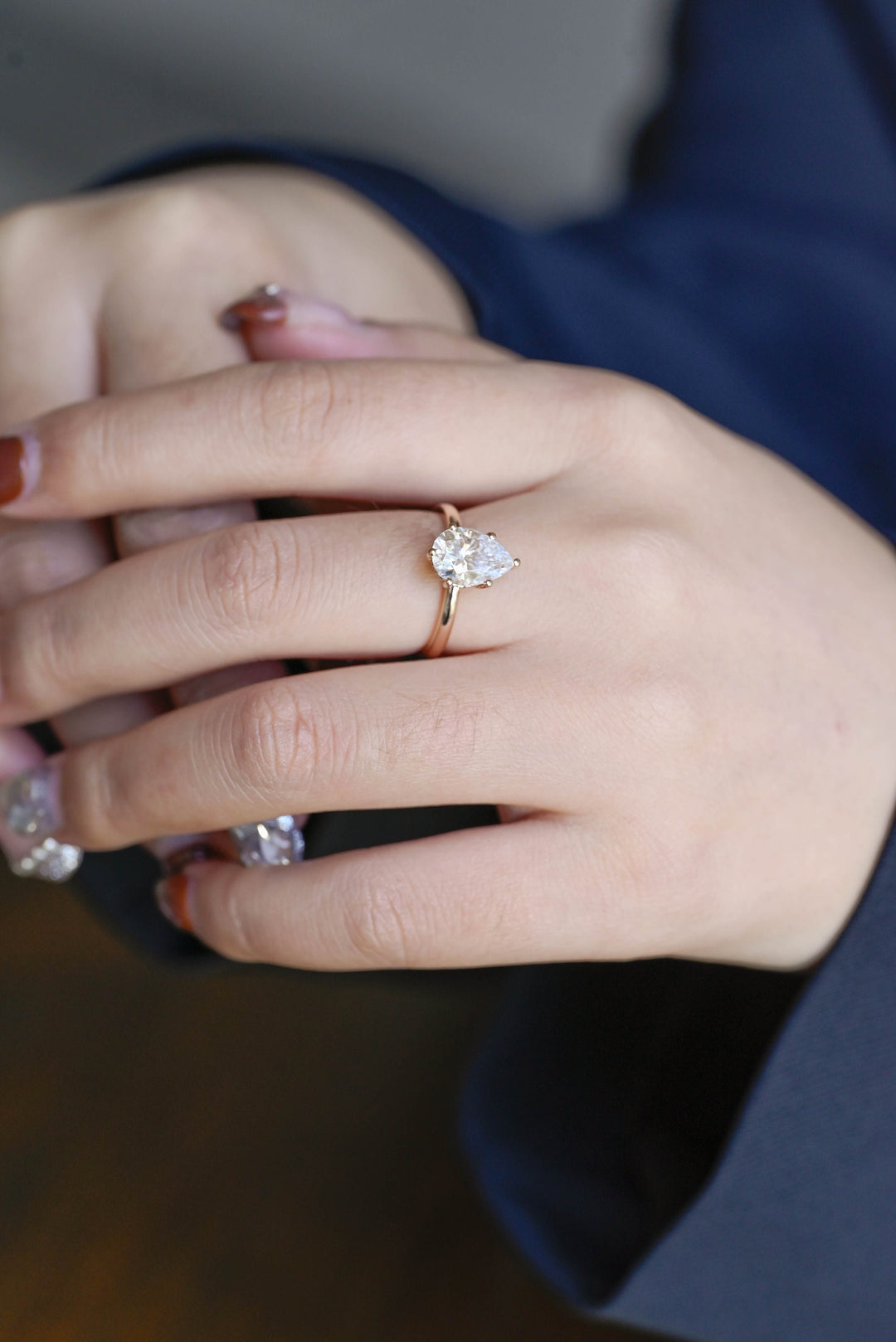 1.50ct-2.50ct Pear Cut Lab Grown Diamond Hidden Halo Engagement Ring