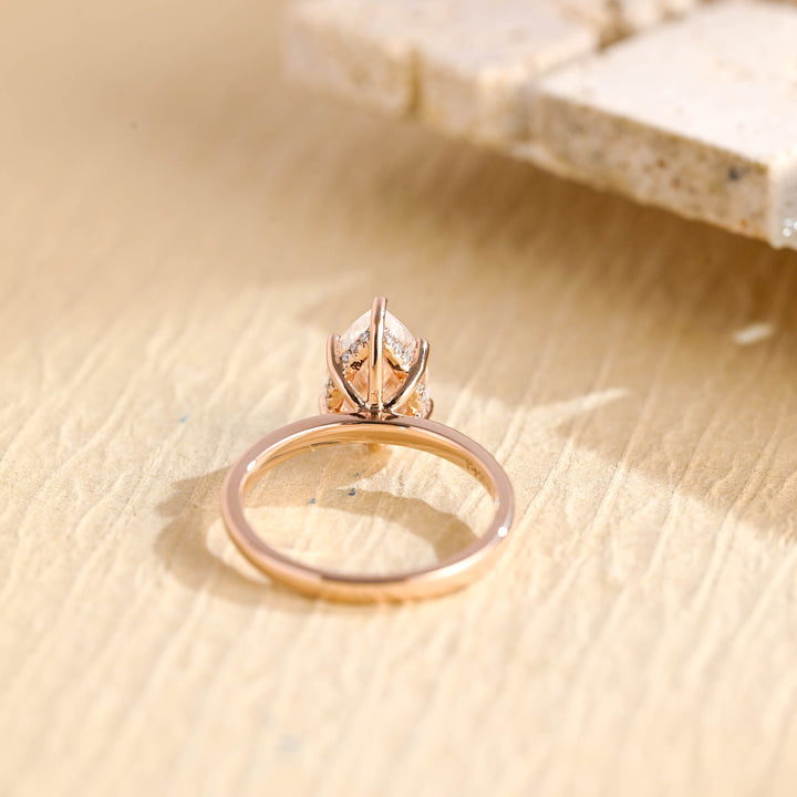 2.0ct-3.0ct Pear Cut Lab Grown Hidden Halo Diamond Engagement Ring