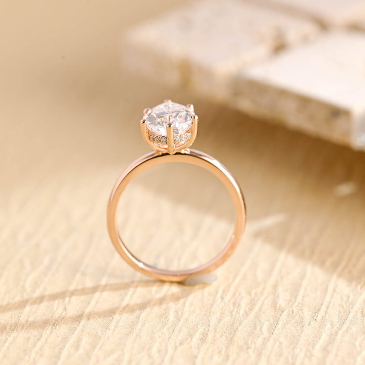 2.0ct-3.0ct Pear Cut Lab Grown Hidden Halo Diamond Engagement Ring