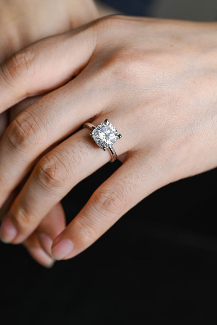 2.0ct-3.0ct Cushion Cut Lab Grown Diamond Solitaire Engagement Ring