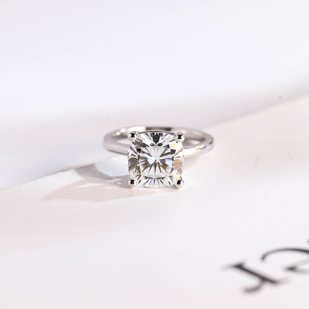 2.0ct-3.0ct Cushion Cut Lab Grown Diamond Solitaire Engagement Ring