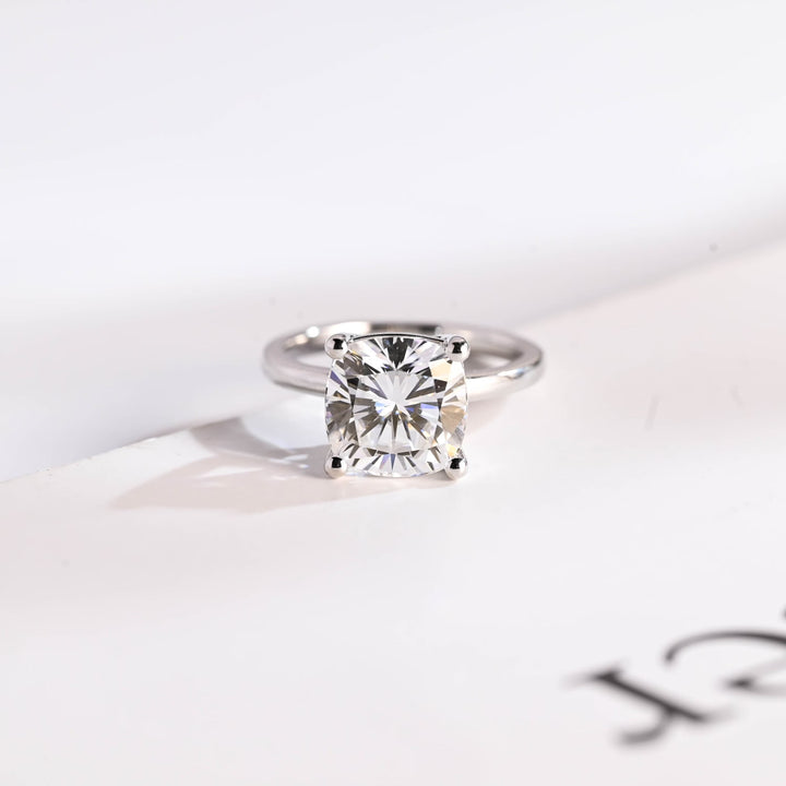 2.0ct-3.0ct Cushion Cut Lab Grown Diamond Solitaire Engagement Ring