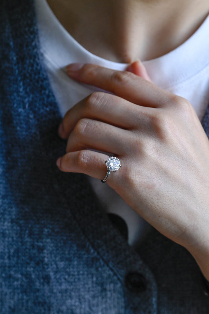 2.0ct-3.0ct Round Cut Lab Grown Diamond Solitaire Engagement Ring