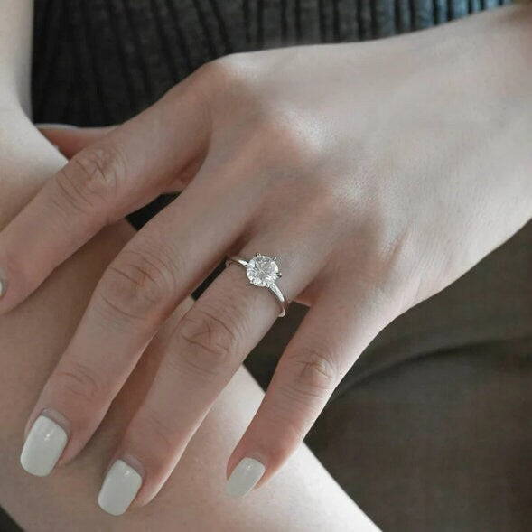 2.0ct-3.0ct Round Cut Lab Grown Diamond Solitaire Engagement Ring