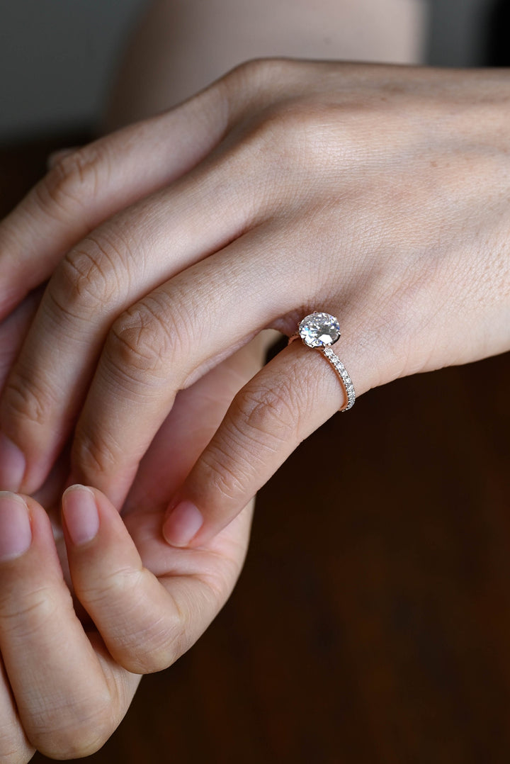 2.0ct-3.0ct Round Cut Lab Grown Diamond Tulip Set Engagement Ring