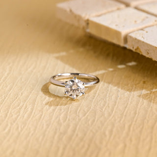 2.0ct-4.0ct Round Cut Lab Grown Solitaire Diamond Engagement Ring