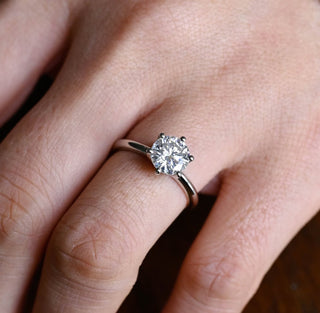 2.0ct-4.0ct Round Cut Lab Grown Solitaire Diamond Engagement Ring