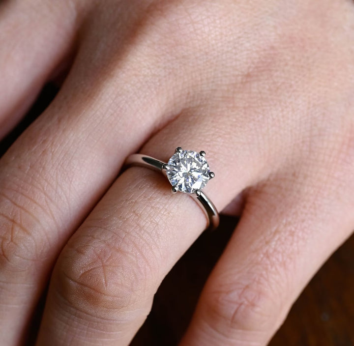 2.0ct-4.0ct Round Cut Lab Grown Solitaire Diamond Engagement Ring