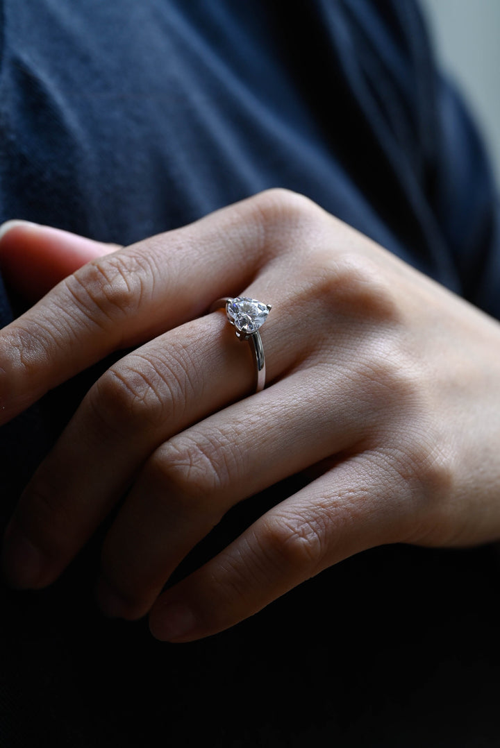1.0ct-2.0ct Heart Cut Lab Grown Diamond Solitaire Engagement Ring