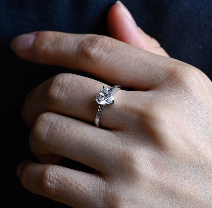 1.0ct-2.0ct Heart Cut Lab Grown Diamond Solitaire Engagement Ring