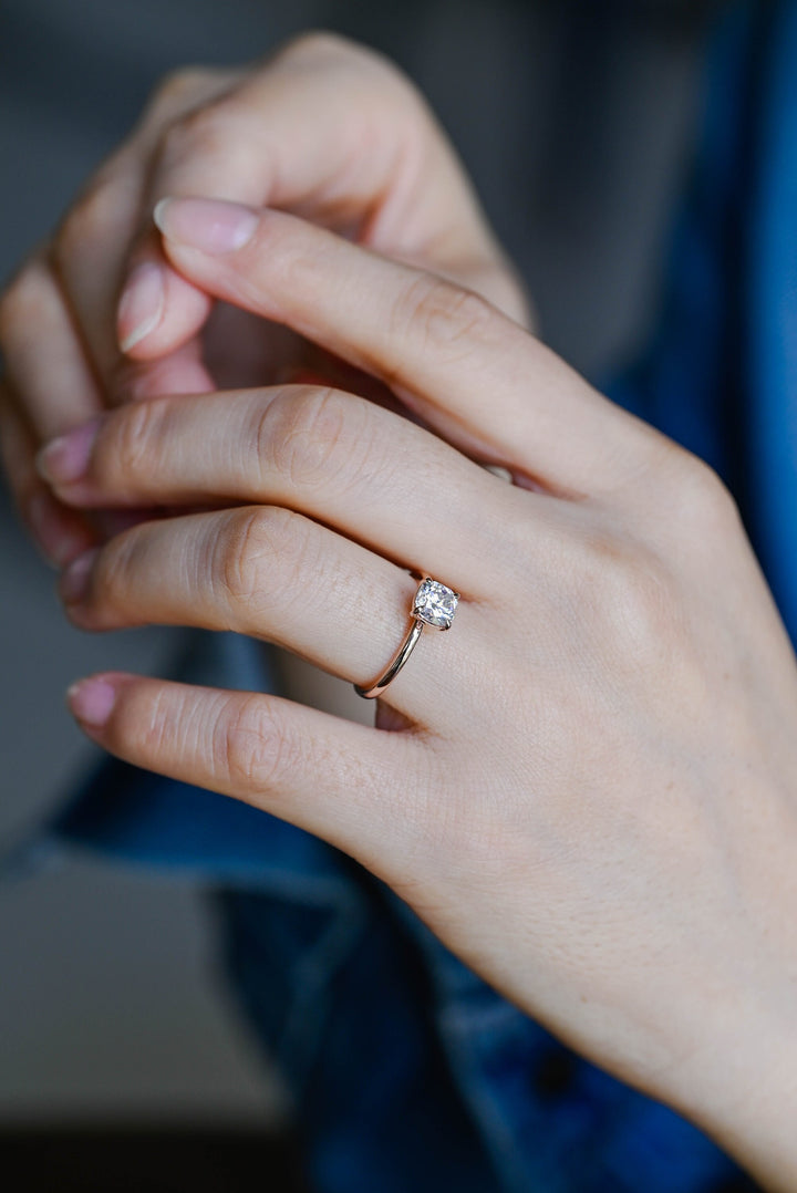 1.0ct-2.0ct Cushion Cut Lab Grown Diamond Solitaire Engagement Ring