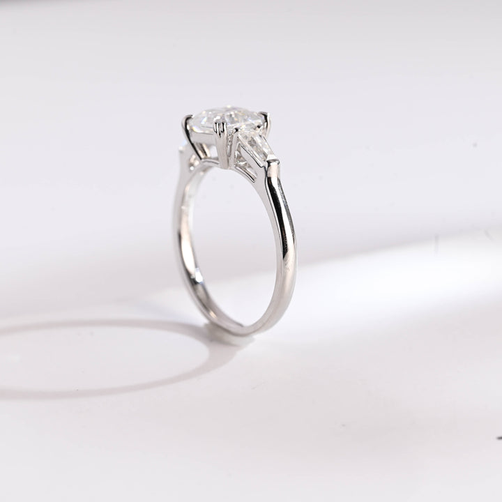 1.0ct-2.0ct Asscher Cut Lab Grown Diamond Three Stone Engagement Ring