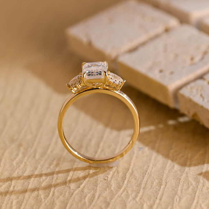 1.0ct-2.0ct Emerald Cut Lab Grown Diamond Cluster Engagement Ring