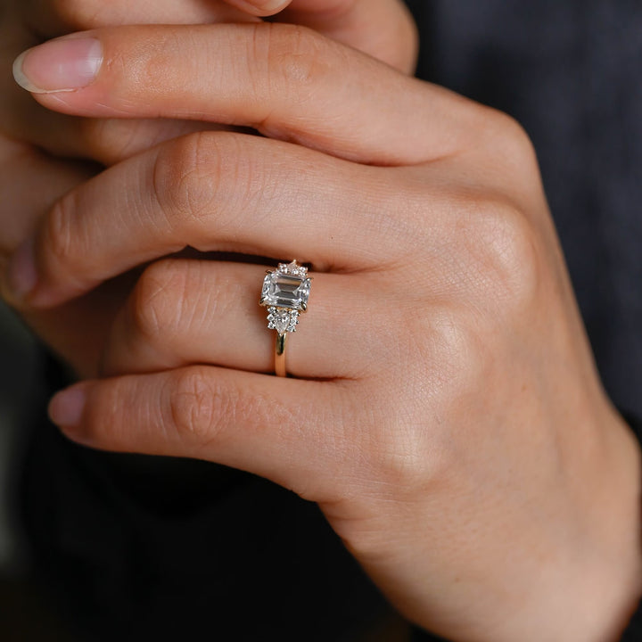1.0ct-2.0ct Emerald Cut Lab Grown Diamond Cluster Engagement Ring
