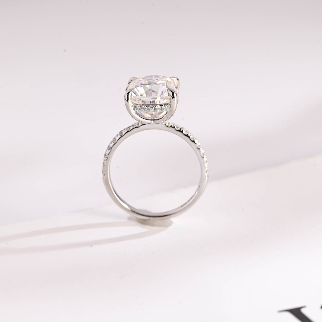 1.50ct-2.50ct Cushion Cut Lab Grown Diamond Hidden Halo Engagement Ring
