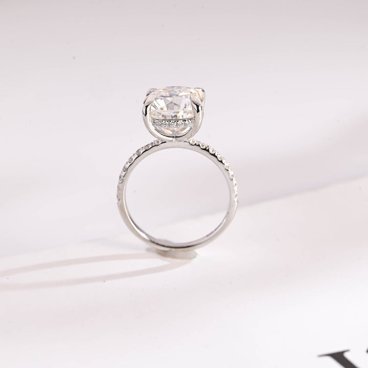 1.50ct-2.50ct Cushion Cut Lab Grown Diamond Hidden Halo Engagement Ring