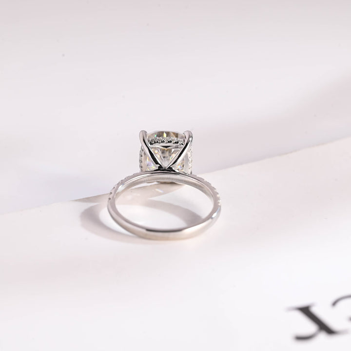 1.50ct-2.50ct Cushion Cut Lab Grown Diamond Hidden Halo Engagement Ring