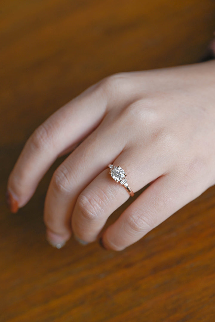 1.0ct-2.0ct Cushion Cut Lab Grown Diamond Five Stone Engagement Ring