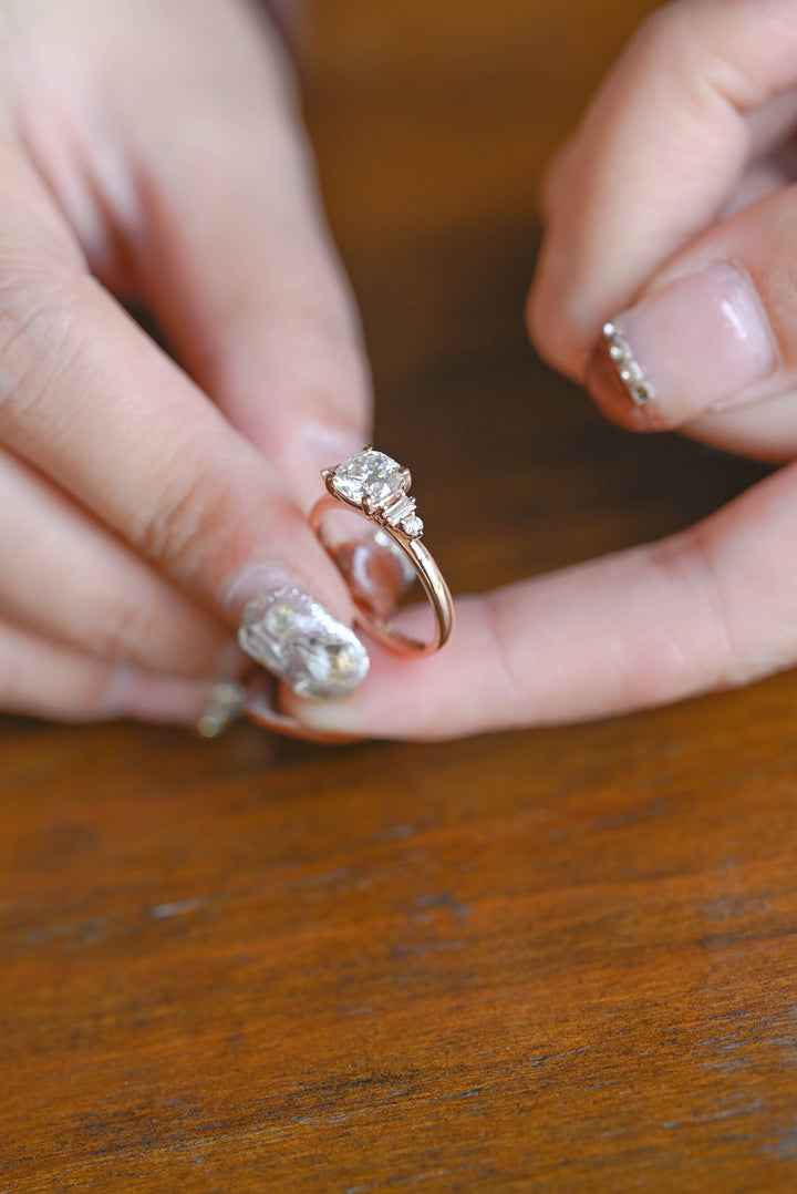 1.0ct-2.0ct Cushion Cut Lab Grown Diamond Five Stone Engagement Ring