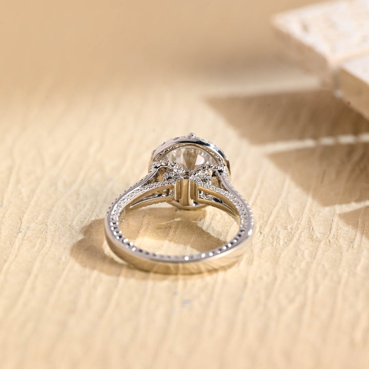 1.50ct-2.50ct Round Cut Lab Grown Halo Diamond Pave Engagement Ring