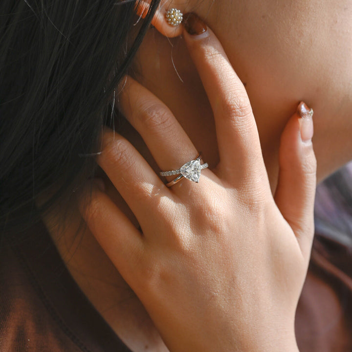 1.50ct-2.50ct Trillion Cut Lab Grown Diamond Crossover Engagement Ring
