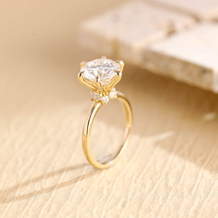 2.0ct-3.0ct Round Cut Lab Grown Diamond Hidden Halo Engagement Ring